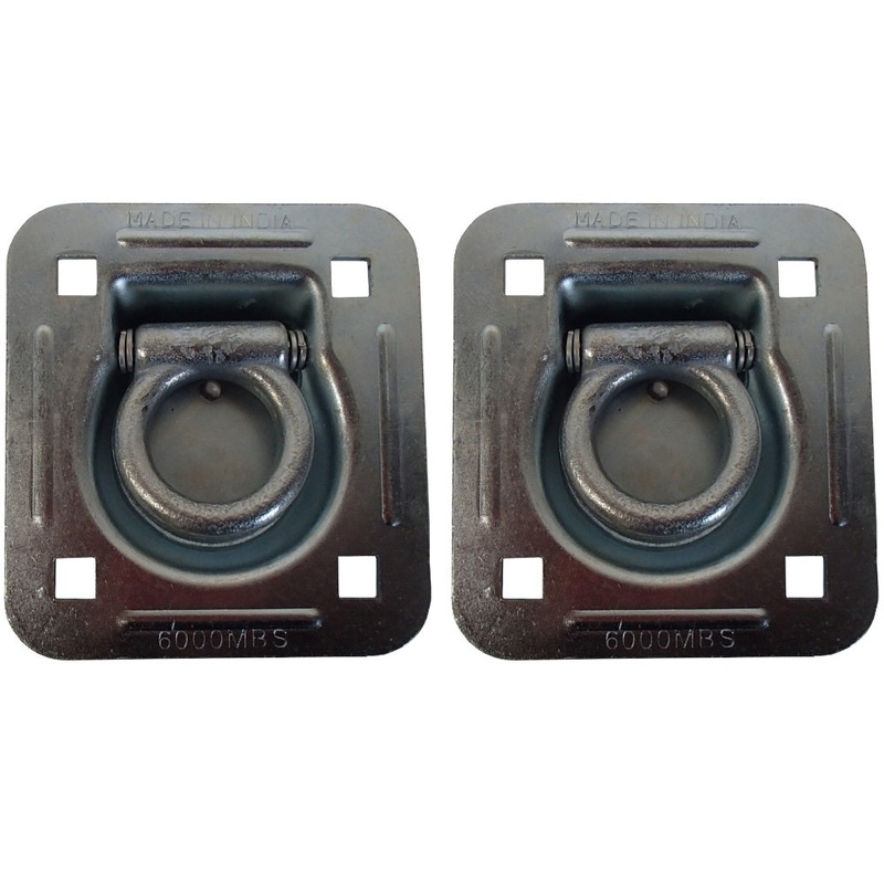 (2) Square Recessed D-Ring - 1-1/2" Bolt-on 6000 lbs MBS For Trailers Flatbeds