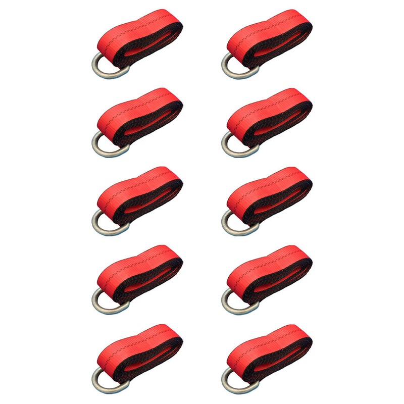 (10) Car Hauler Lasso Wheel Tie Down Straps 12' w/D-Ring for Tow Dolly Tow Truck