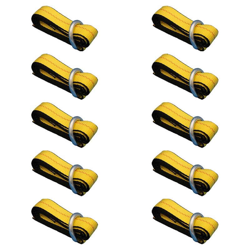 (10) Car Hauler Lasso Wheel Tie Down Straps 8' w/D-Ring for Tow Dolly Tow Truck