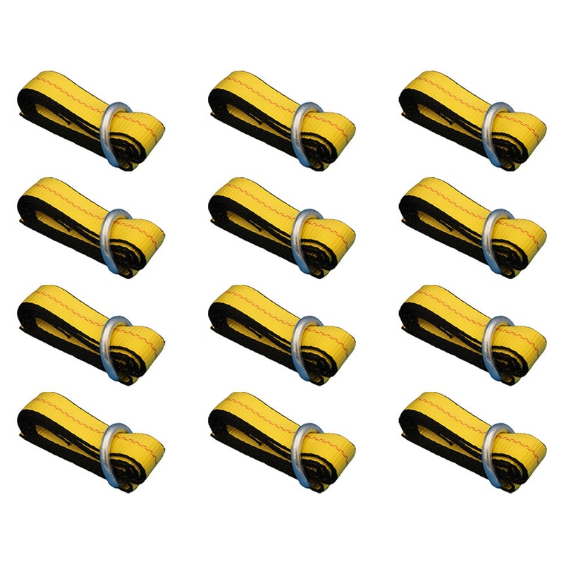 (12) Car Hauler Lasso Wheel Tie Down Straps 8' w/D-Ring for Tow Dolly Tow Truck