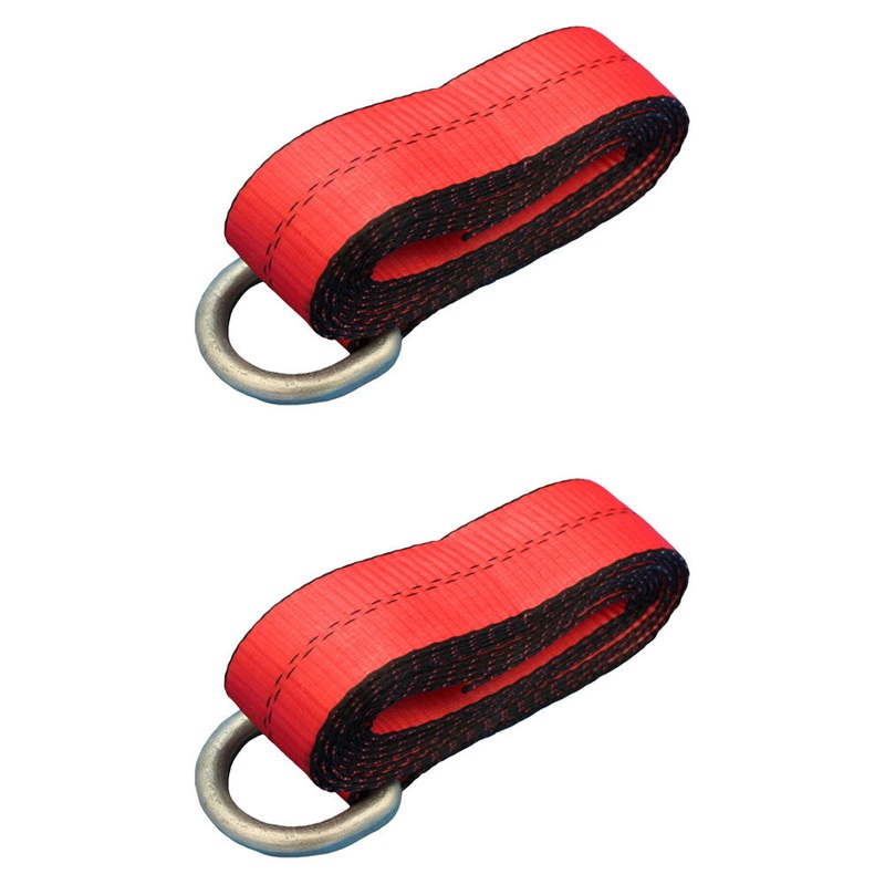 (2) Car Hauler Lasso Wheel Tie Down Straps 12' w/ D-Ring for Tow Dolly Tow Truck