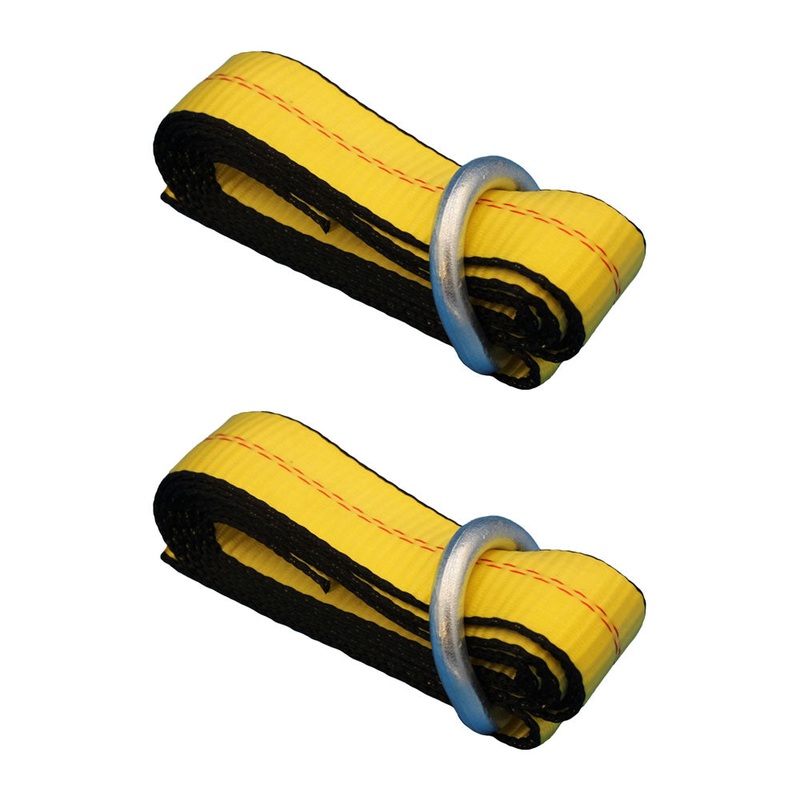 (2) Car Hauler Lasso Wheel Tie Down Straps 8' w/D-Ring for Tow Dolly Tow Truck