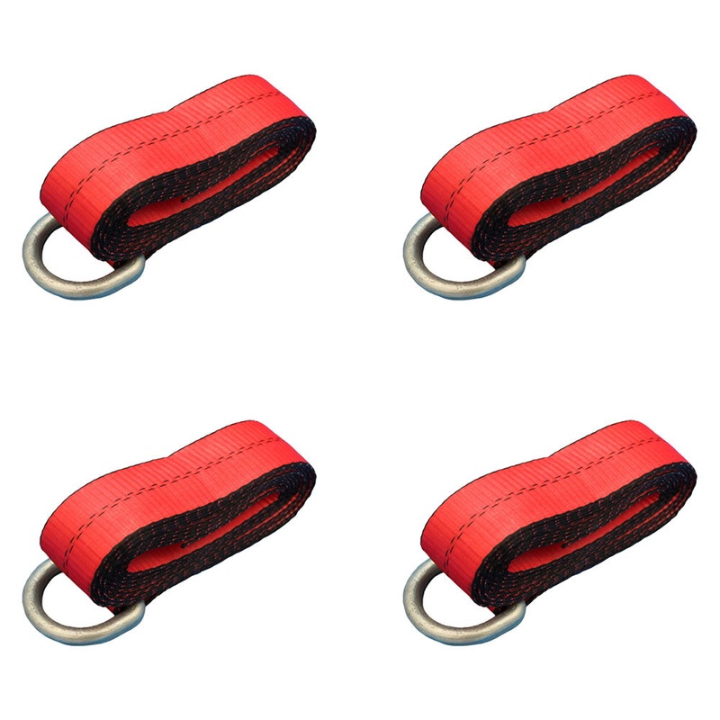 (4) Car Hauler Lasso Wheel Tie Down Straps 12' w/ D-Ring for Tow Dolly Tow Truck