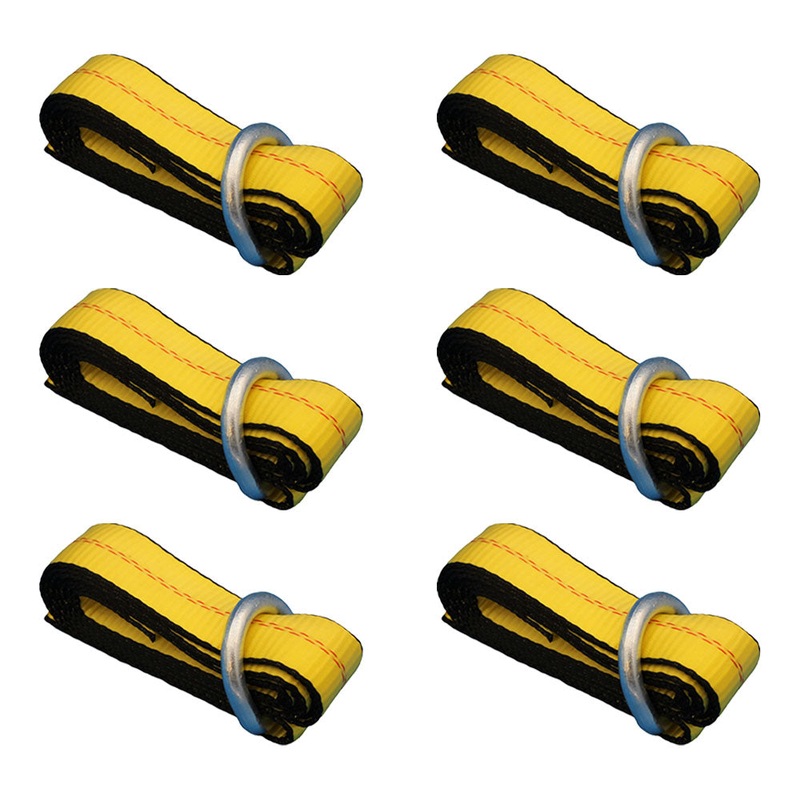 (6) Car Hauler Lasso Wheel Tie Down Straps 8' w/D-Ring for Tow Dolly Tow Truck