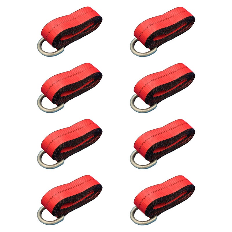 (8) Car Hauler Lasso Wheel Tie Down Straps 12' w/ D-Ring for Tow Dolly Tow Truck