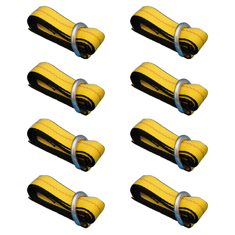 (8) Car Hauler Lasso Wheel Tie Down Straps 8' w/D-Ring for Tow Dolly Tow Truck