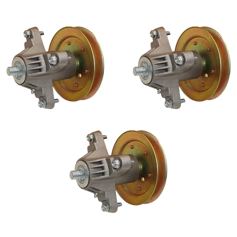Qty 3: Spindle Assembly with Pulley Fits MTD Replaces 618-04474