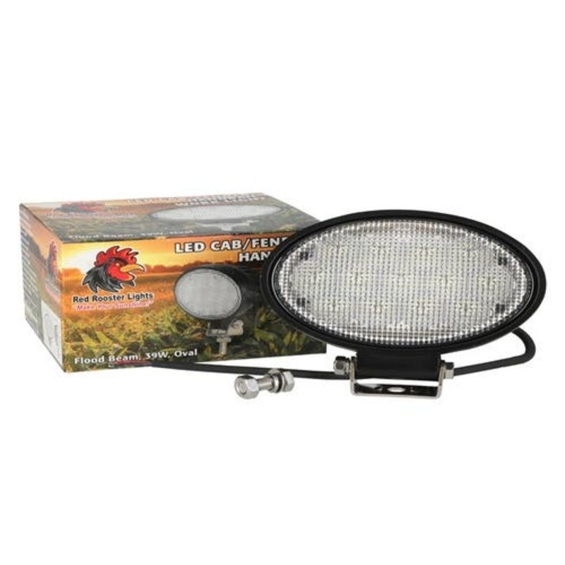 Red Rooster LED Cab / Fender / Handrail Work Light - Flood 39W Oval fits John Deere 2520 4010 4320 AH207788 fits Massey Ferguson 4288656M92
