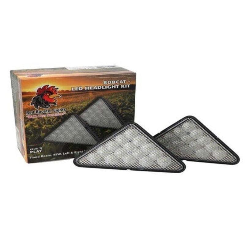 Red Rooster LED Headlight Kit - Flood 45W - LH & RH fits Bobcat S130 S150 S160 S175 S185 S205 S250 S300 T180 T190 T300 753 763 773 863 873 7259523