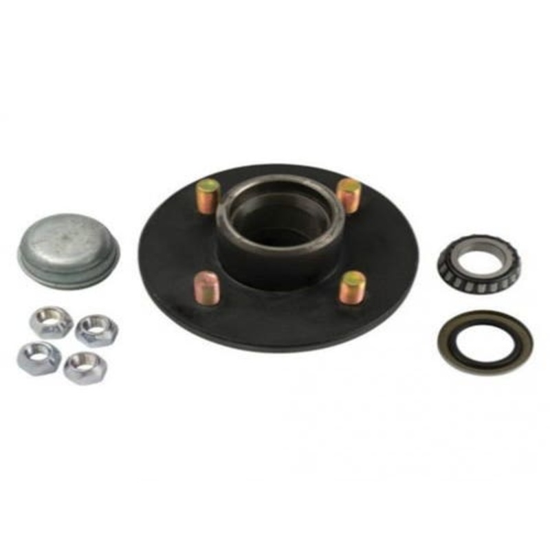 4 Bolt Trailer Hub Kit - 4" Bolt Circle 1" Inner and Outer Bearings fits Trailer & Towing Trailer Bearings & Hub Kits