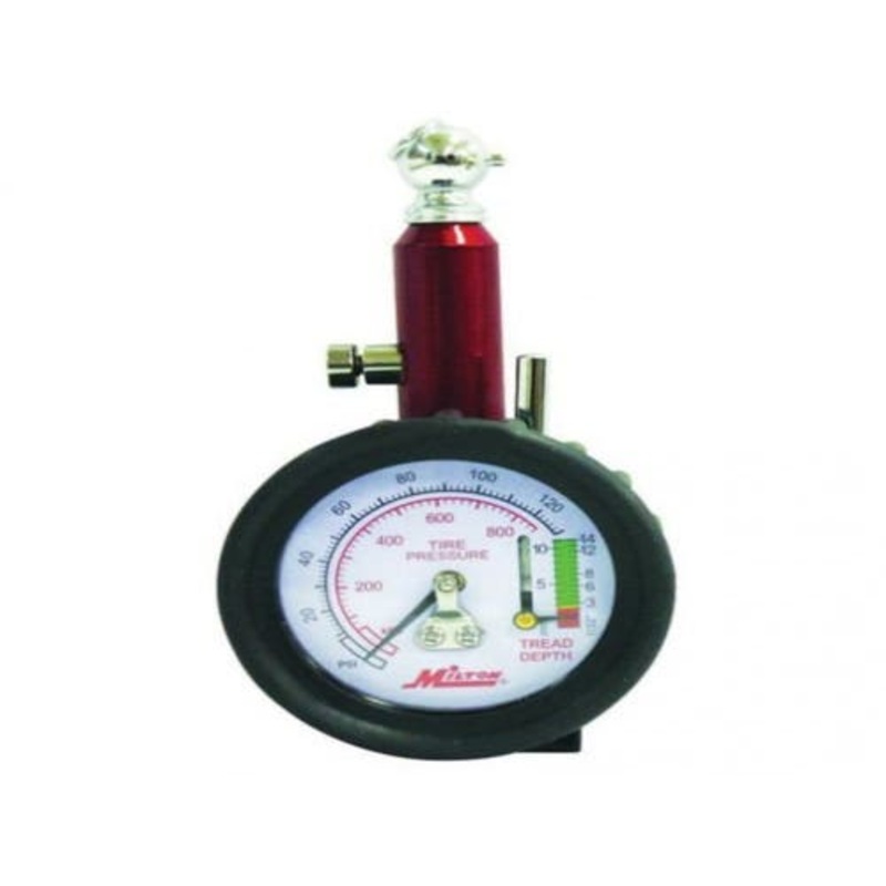 Milton Air Tool Tire Gauge - Single Head Dial w/ Tire Tread Depth Gauge 0-120 PSI fits Tools Air Compressor Accessories