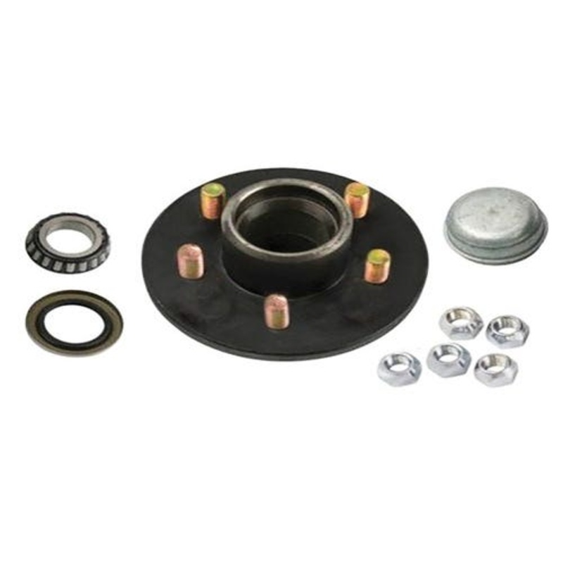 5 Bolt Trailer Hub Kit - 4-1/2" Bolt Circle 1-1/16" Inner and Outer Bearings fits Trailer & Towing Trailer Bearings & Hub Kits