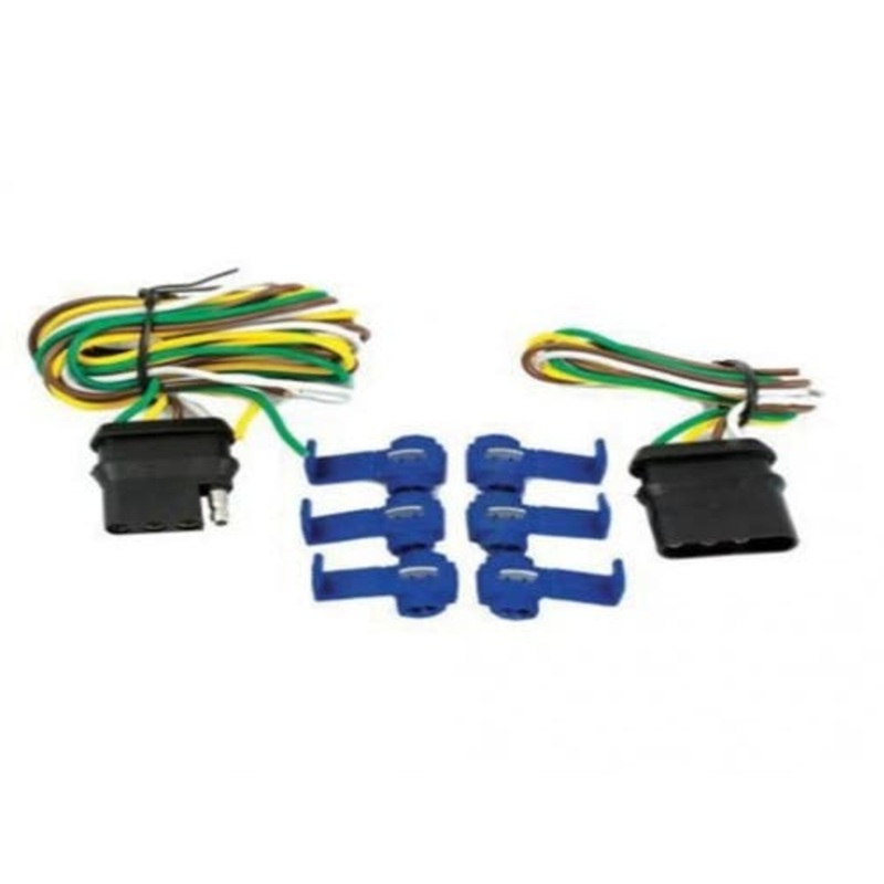 Trailer Wire 4-Pole Flat End Connectors 60" Wire 6 Splices fits Trailer & Towing Trailer Wiring