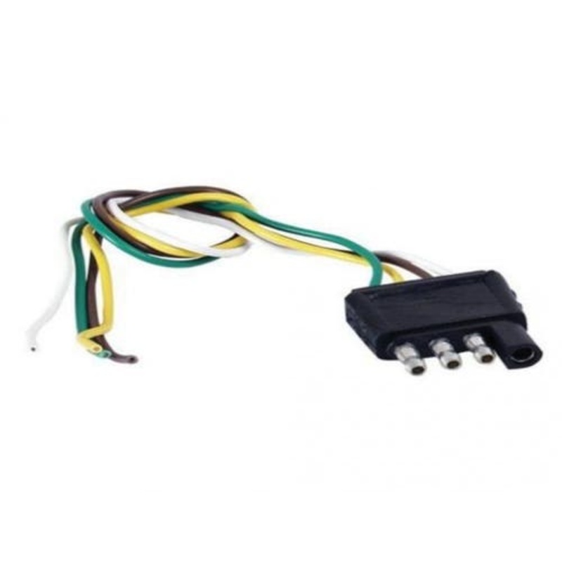 Trailer Wire Connector 4-Pole Flat Male 12" Length fits Trailer & Towing Trailer Wiring