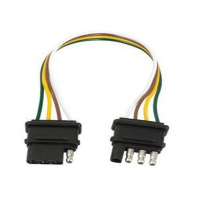 Trailer Wire Extension Loop w/Integrated Ground 4-Pole Flat 12" Length fits Trailer & Towing Trailer Wiring