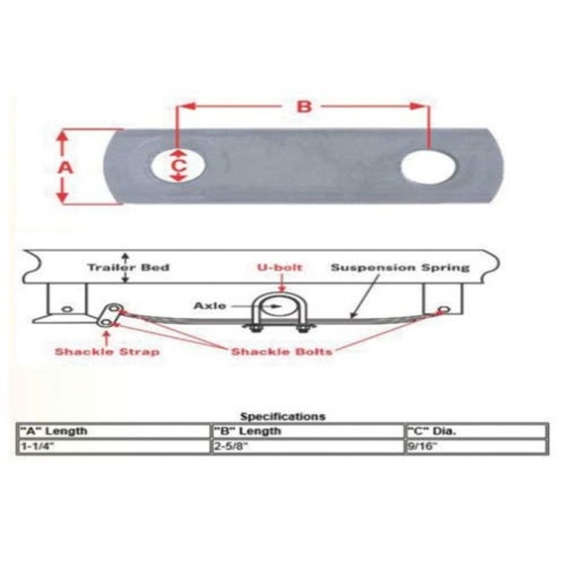 Trailer Axle Shackle Strap 1-1/4" x 2-5/8" x 9-16" 4 Pack fits Trailer & Towing Trailer Hardware