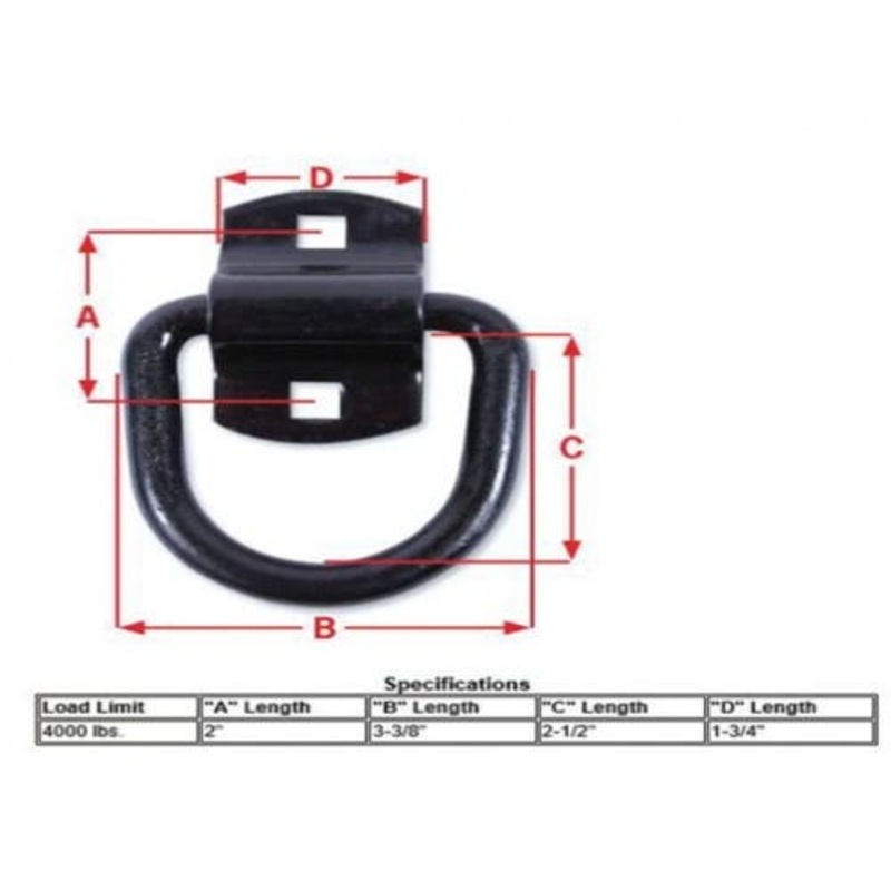 Trailer Bolt-on D-Ring 1/2" - 4,000 lb. GTW fits Trailer & Towing Trailer Hardware