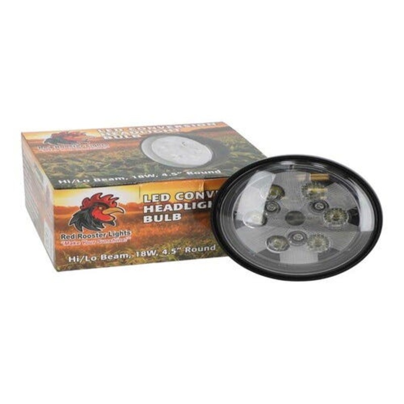 Red Rooster LED Conversion Headlight Bulb - Hi/Lo Beam 18W 4.5" Round fits John Deere 3020 4020 4230 AR48723 fits International 390756R91