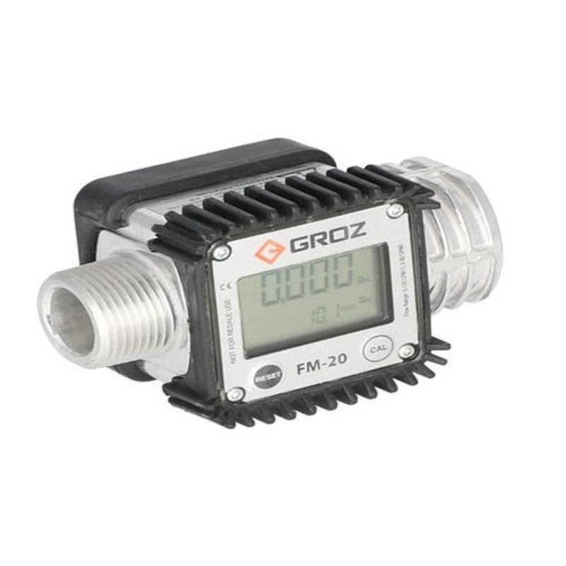 GROZ Digital Fuel Meter Low Viscosity Fluids fits Pumps, Hoses, Nozzles, Filters Fuel Meters
