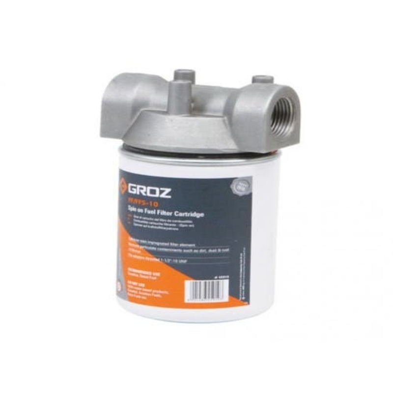 GROZ Fuel Filter High Flow Spin-on Cartridge Style 10 Micron 1" NPT fits Pumps, Hoses, Nozzles, Filters Fuel Filters