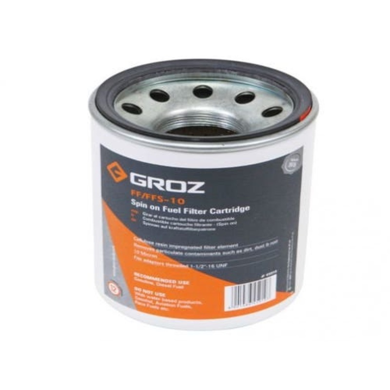 GROZ Fuel Filter High Flow Water Block Spin-on Cartridge 10 Micron fits Pumps, Hoses, Nozzles, Filters Fuel Filters