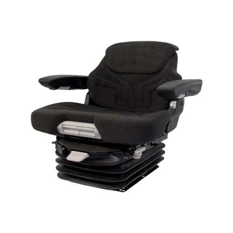 Seat Assembly - Grammer Style Air Suspension Fabric Black fits New Holland fits Case fits Massey Ferguson fits Kubota fits Case IH
