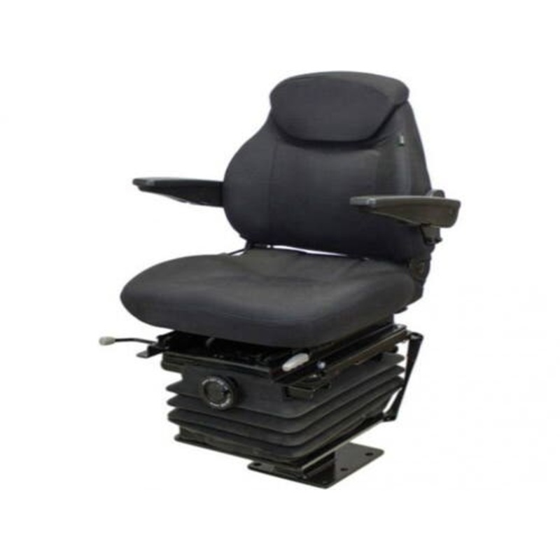 Seat Assembly - Mechanical Suspension with Armrests 580 Series Backhoe Seat Fabric Black fits Case 570LXT 580K 580L 580M 580 Super L 580 Super M