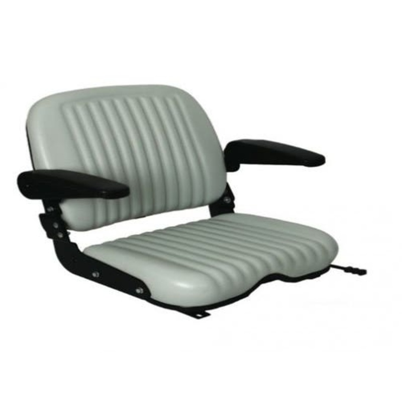 Seat High-Back- Black Talon Vinyl Gray Utility Trucks Forklfts Skid Steers Mowers