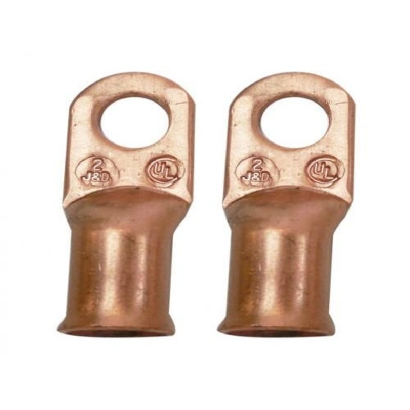 Battery Cable Lugs Copper 2 Gauge 1/2" Stud Hole