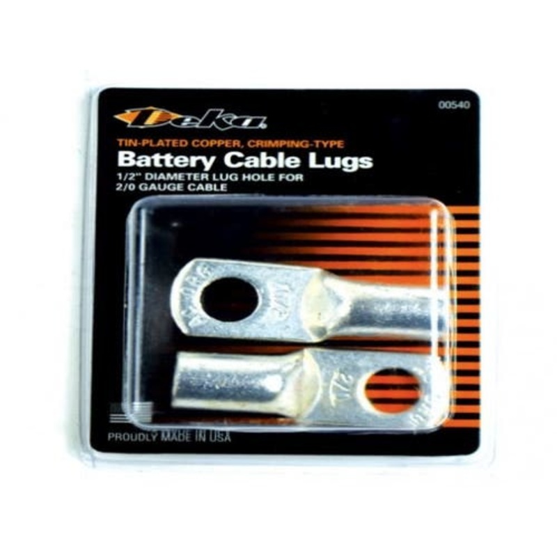 Battery Cable Lugs Tin Plated Copper 2/0 Gauge 1/2" Stud Hole