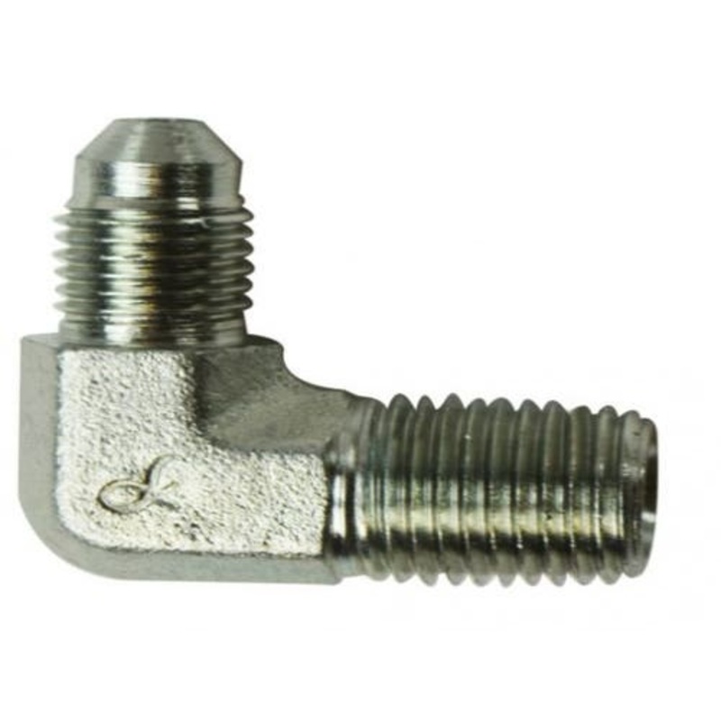 Brennan 2501-04-04 Hydraulic Adapter 90 Angle 1/2" Male JIC 37 1/4" Male NPT Fitting