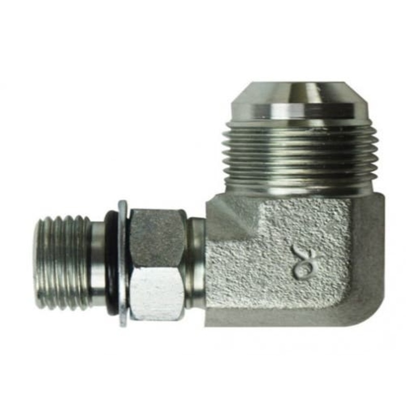 Brennan 6801-06-06 Hydraulic Adapter 90 Angle 3/8" Male JIC 37 3/8" Male O-Ring Fitting