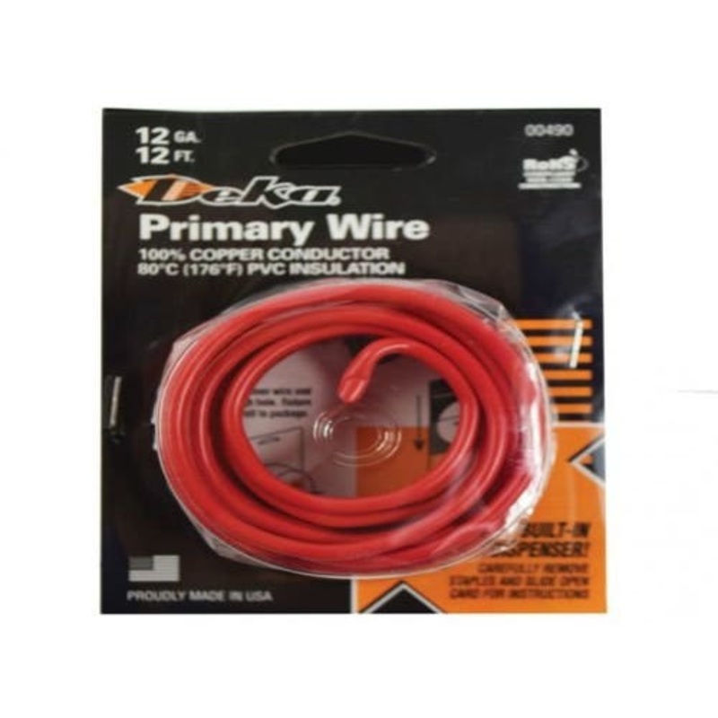 Wire Primary 12 Gauge 12' Red fits Wiring, Relays, Switches Wire