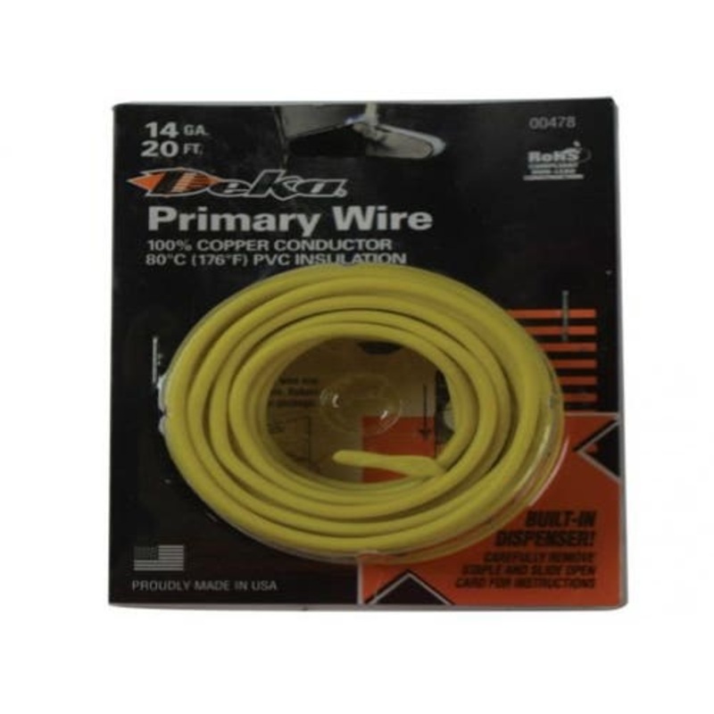 Wire Primary 14 Gauge 20' Yellow fits Wiring, Relays, Switches Wire