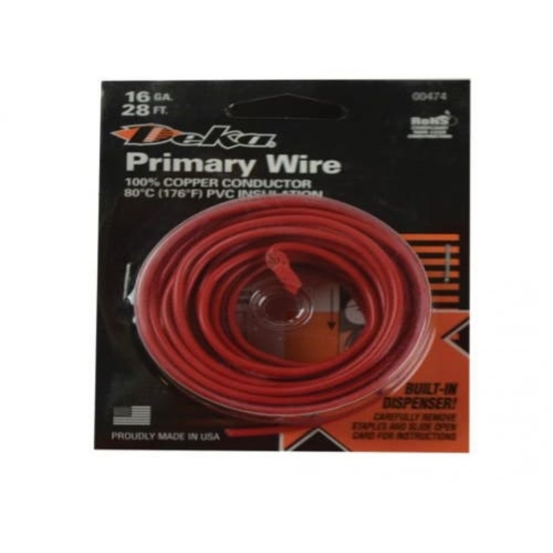 Wire Primary 16 Gauge 28' Red fits Wiring, Relays, Switches Wire