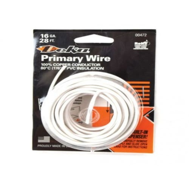 Wire Primary 16 Gauge 28' White fits Wiring, Relays, Switches Wire