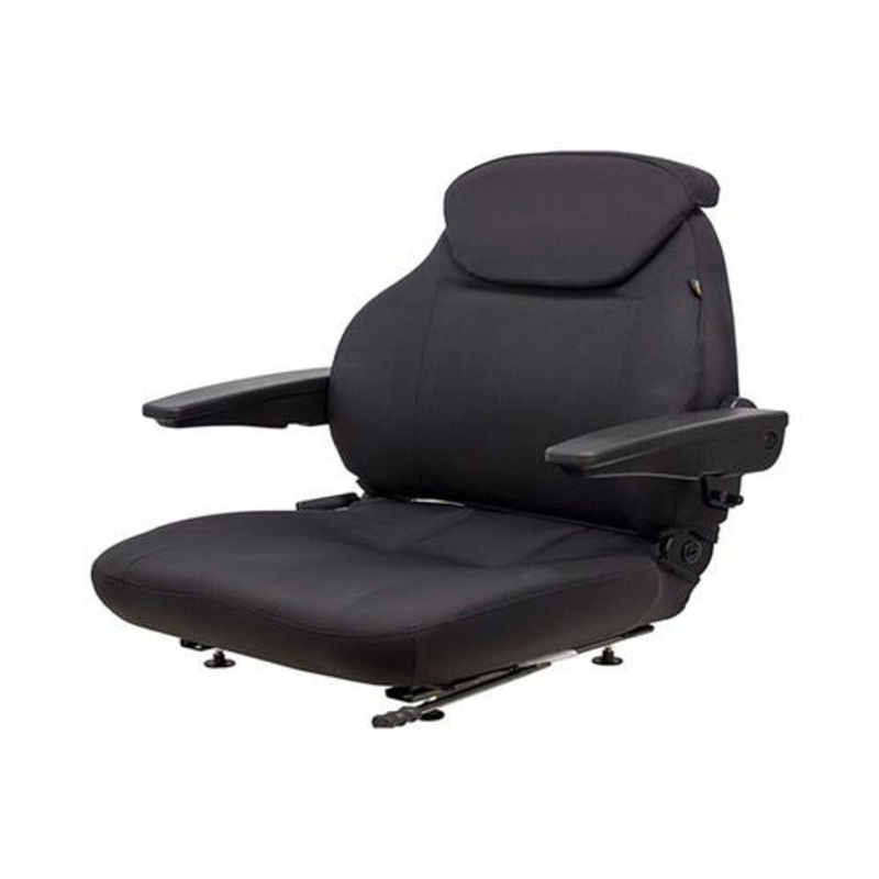 Seat Assembly Fabric - Black fits John Deere fits New Holland fits Case fits Massey Ferguson fits Ford fits Case IH fits Komatsu fits Allis Chalmers