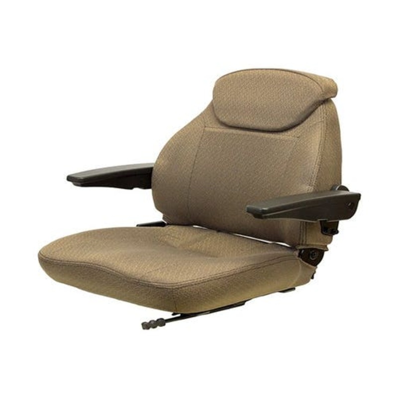 Seat Assembly Fabric - Brown fits John Deere fits New Holland fits Case fits Massey Ferguson fits Ford fits Case IH fits Komatsu fits Allis Chalmers