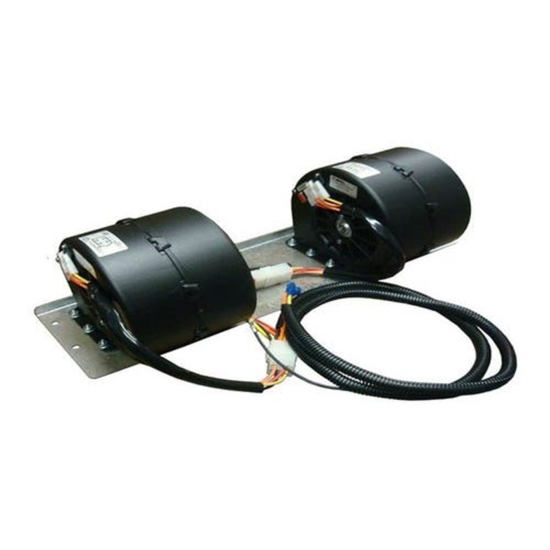 Cab Blower Motor Assembly - Base Length: 18-1/2" fits Case 1150E 1150G 1150H F64740 fits Case IH 1896 2096 2394 2594 3294 3394 3594 4494 4694 A42568