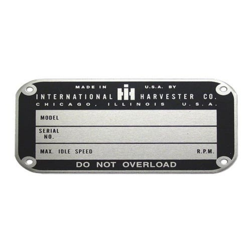 Decal Serial Number Tag - Later Style fits International C Super A Cub H M Super A Super C Super H Super M Super MTA
